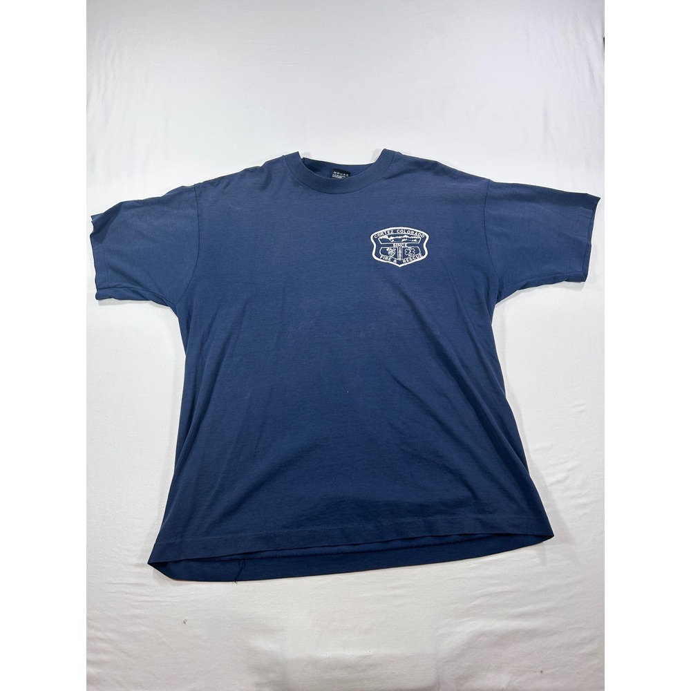 Vintage Fruit of the Loom Cortez Colorado Fire Rescue T-Shirt XL Navy Blue USA
